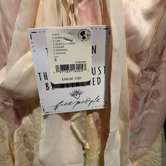 Free People Laughlin Vintage Lace Ruffles Mixed Printed Asymmetrical Dress - Picture 11 of 14